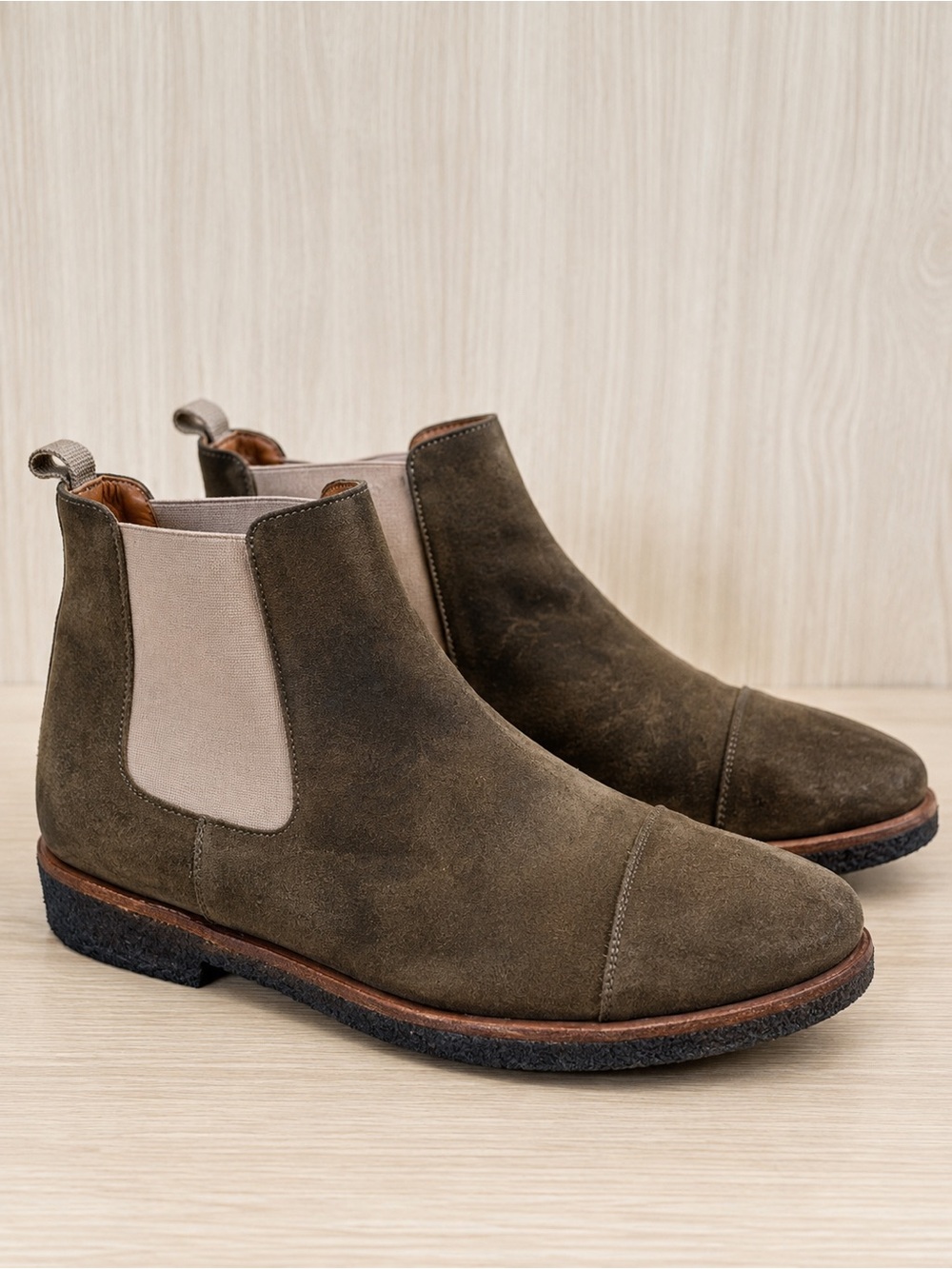 TAFT The Jude Chelsea Boots Men EU 45 Brown Suede Crepe Sole